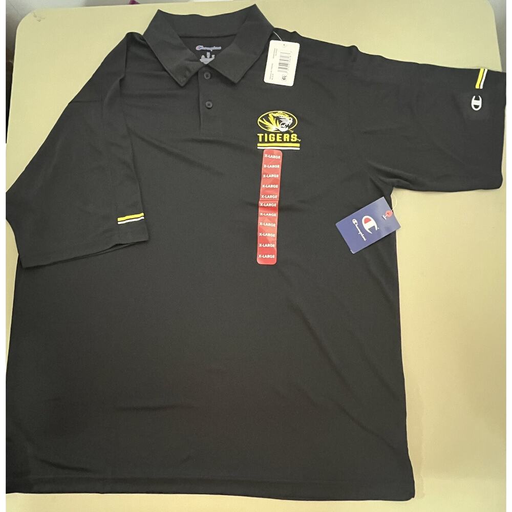 Missouri Tigers Champion Men’s 2 Button Polo XL Black Mizzou